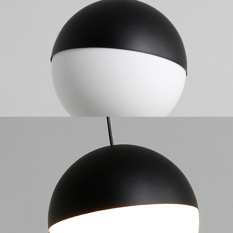 Sospensione di vetro a 1 luci a forma di sfera in bianco e nero Luce di sospensione in vetro a 1 luce per ristorante