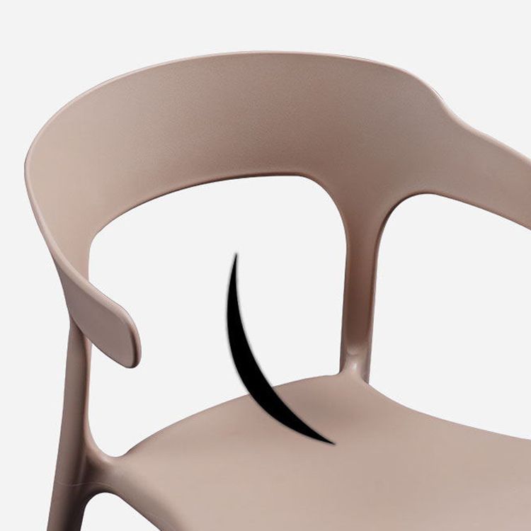 Sillón escandinavo de plástico para interior y exterior, silla de comedor con respaldo abierto