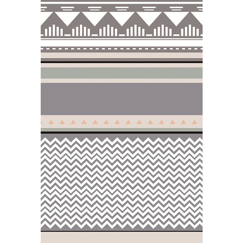 Tapis bohémien gris polyester tourbillonnage de rayures de bande