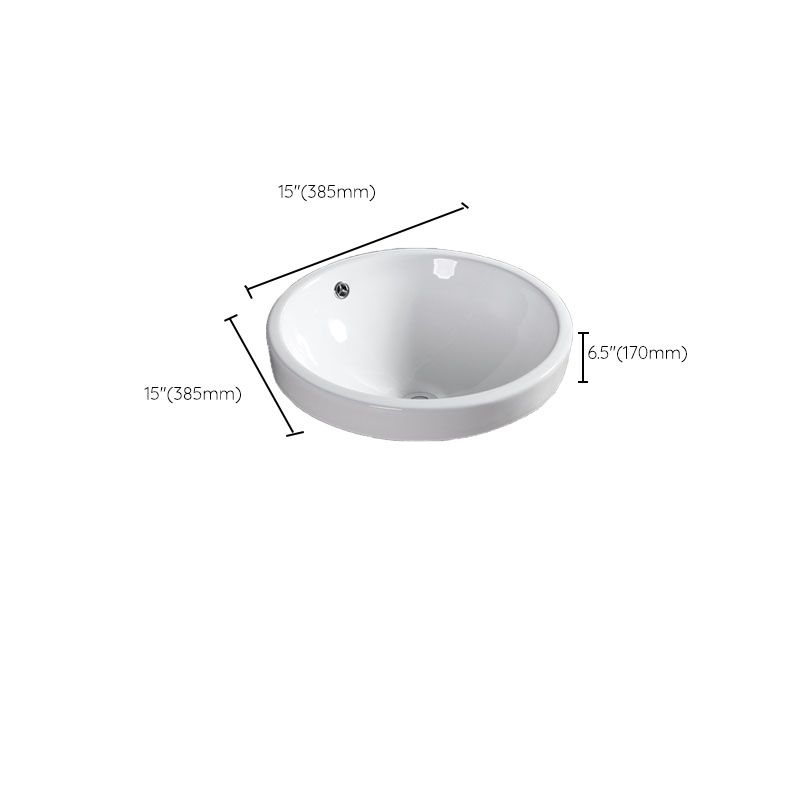 Contemporary Bathroom Sink with Overflow Porcelain Round Vessel Bathroom Sink Only