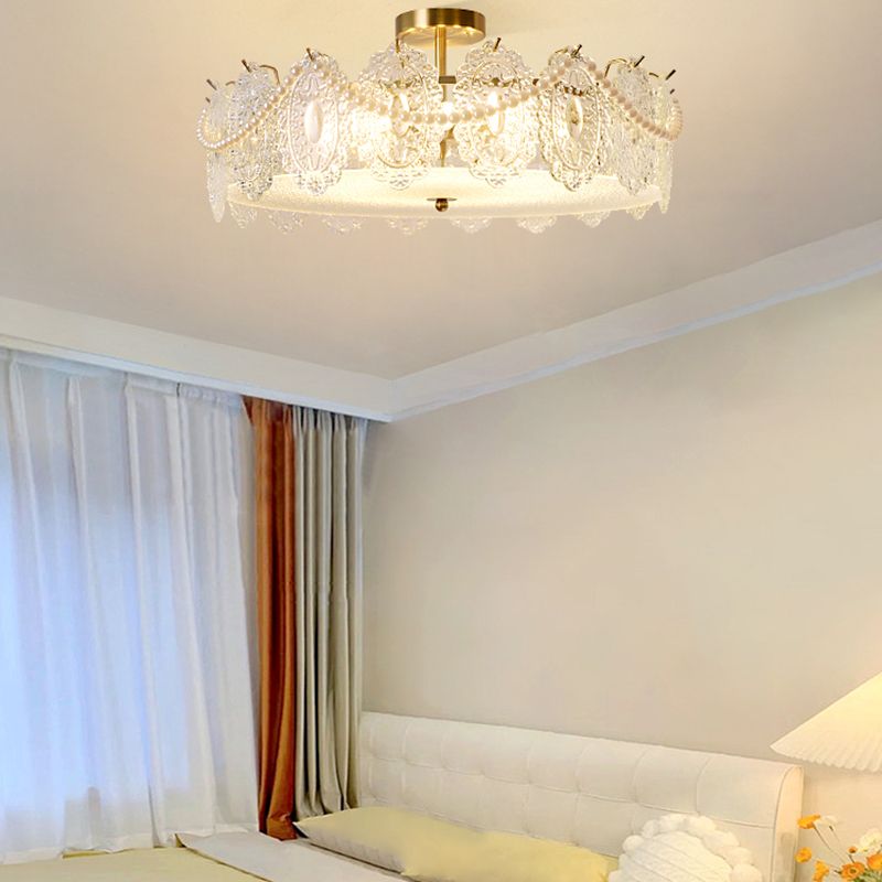 Contemporary Ceiling Light Creative Flush Mount Ceiling Light Fixture with Glass Shade