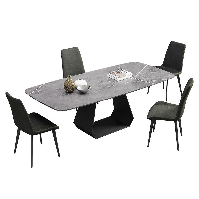 Rectangular Sintered Stone Dining Table Modern Dining Table with Metal Base
