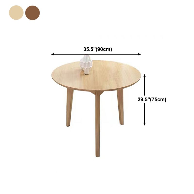 Oak Round Dining Table 4 Legs Dining Table in Natural and Walnut