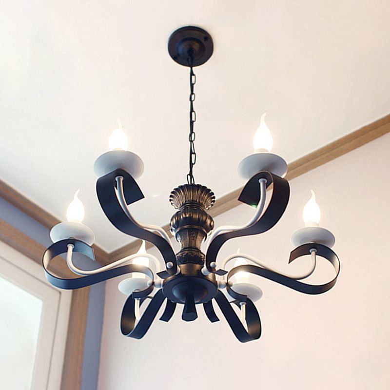 Luces de araña únicas tradicionales luces colgantes colgantes de metal en negro