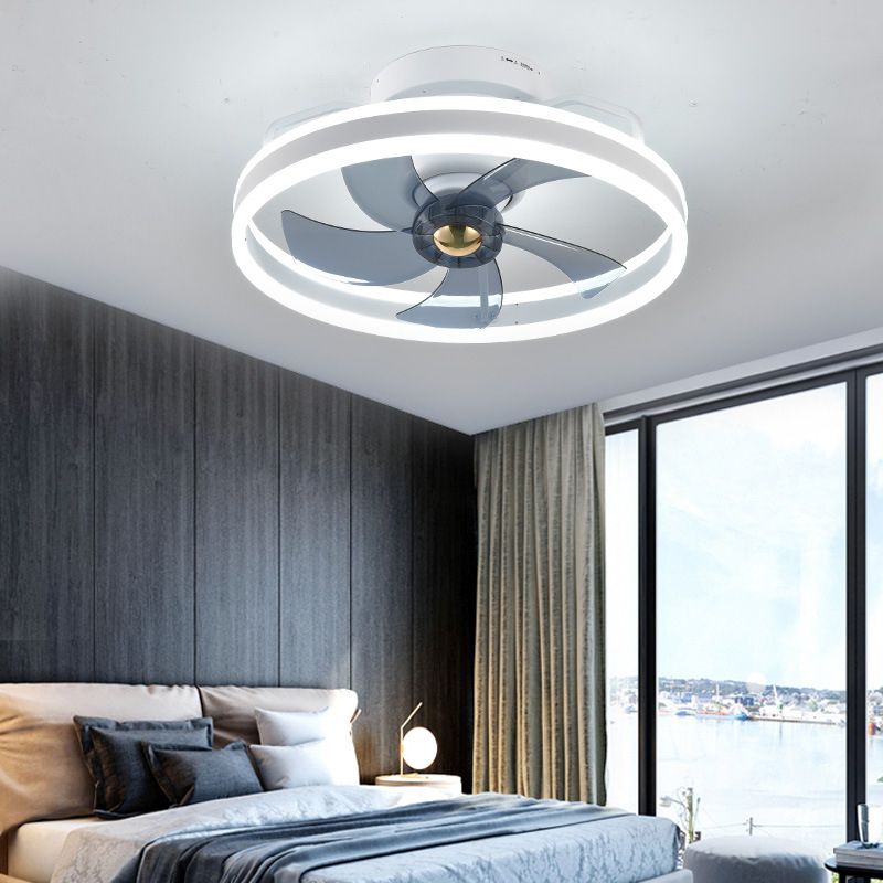 1-Light Circular Flush Mount Lamp Modern Style Metal Fan Ceiling Lighting