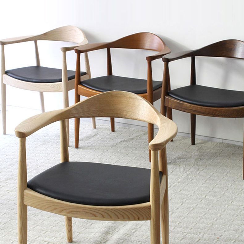 Silla de madera de fresno de estilo tradicional, juego de sillas de comedor de cocina con brazo trasero abierto