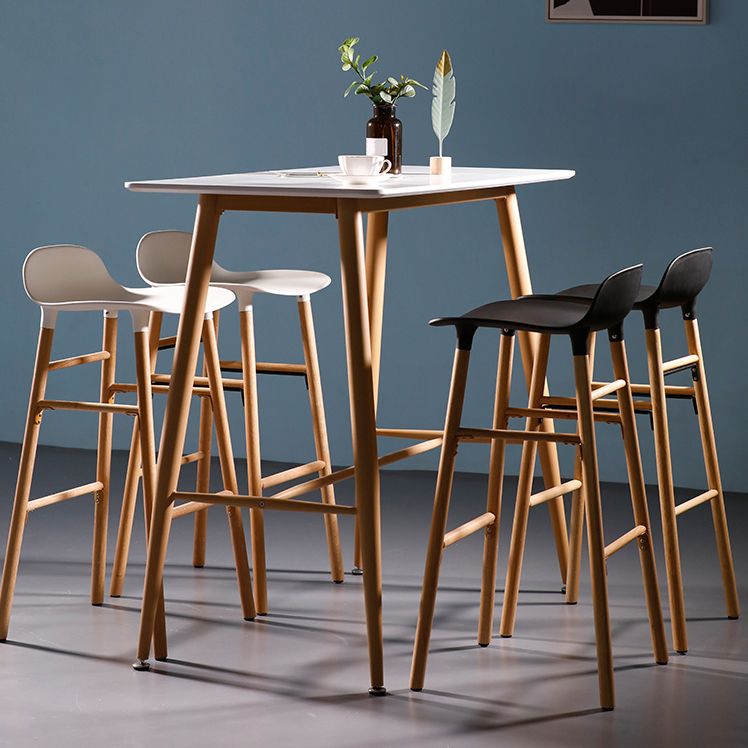 Scandinavian Solid Wood Legs Bar Stool Armless Plastic Bar Stool for Living Room
