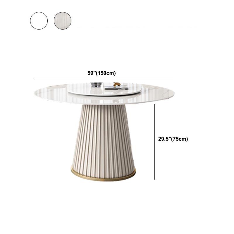 Modern Round Stone Table Standard Height Dining Room Table with Pedestal Base