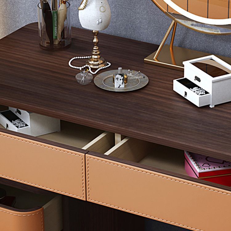 Glam Dressing Table with 5 Drawers Solid Wood Vanity Dressing Table
