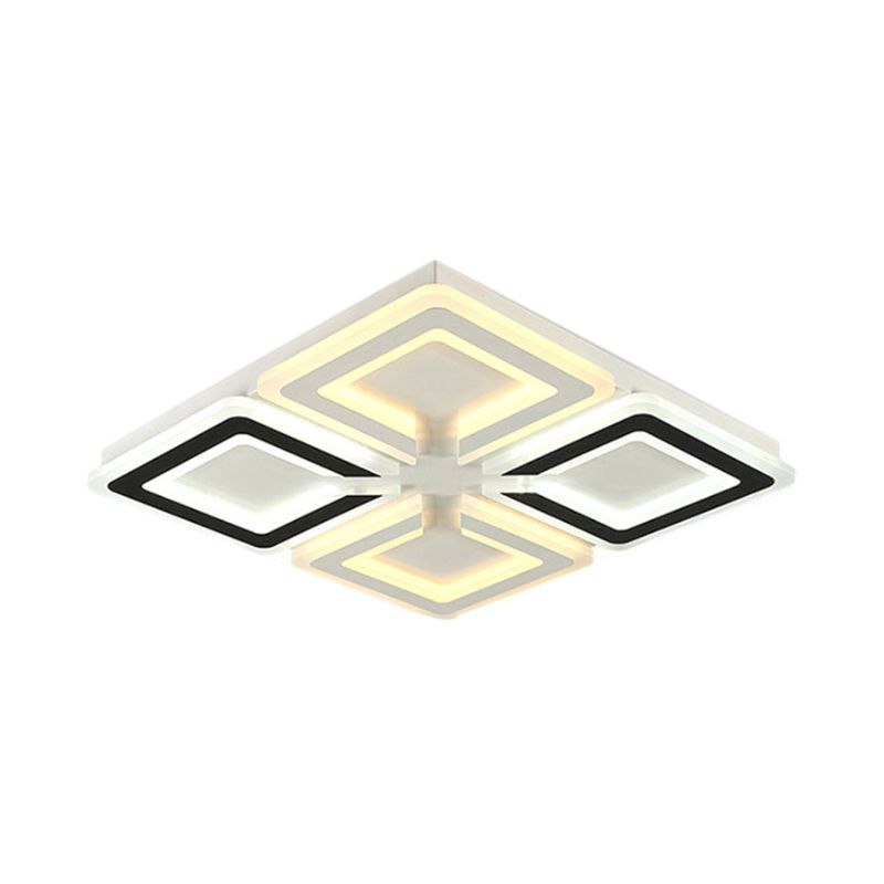 Diamond Pattern Flushmount Light Modern Acrylic LED Living Room Flush Mount Lamp in Warm/White/Second Gear