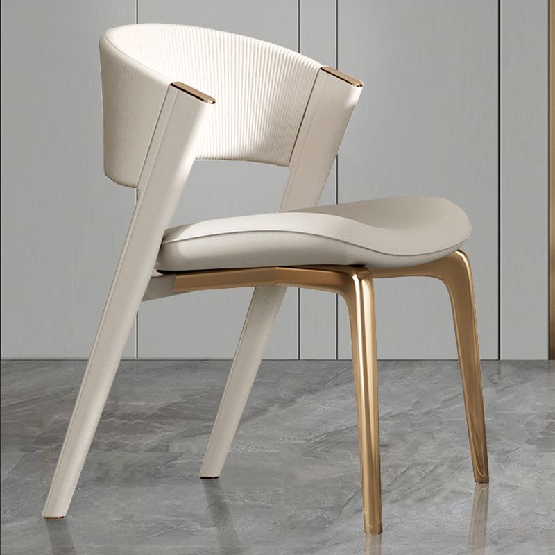 Modern Faux Leather Dining Chair Open Back Dining Side Furniture in Matte Finish