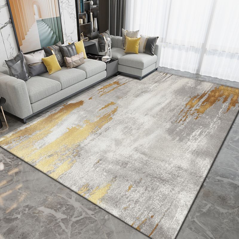 Light Gray Graphic Carpet Polyester Simple Carpet Washable Rug for Drawing Room