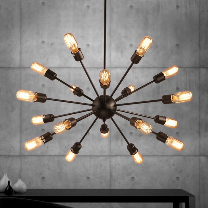 Sputnik Bar Hanging Light Industrial Metal Black Finish Chandelier Lighting Fixture