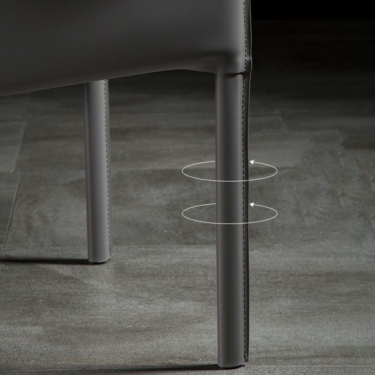 Designer Style Solid Back Chair Home Arm Matte Finish Leather Dining Chair