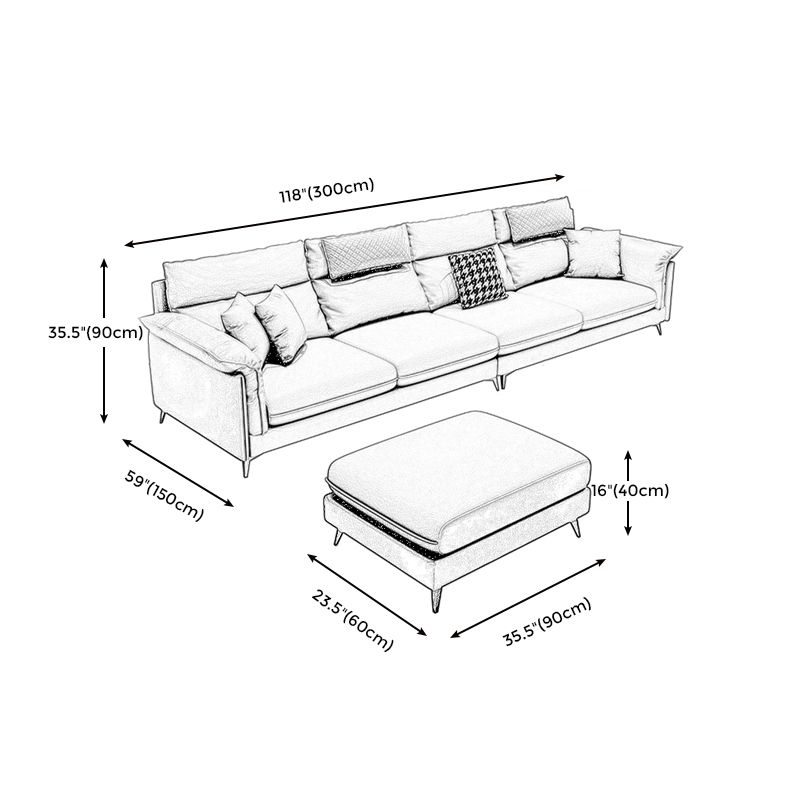 Stain-Resistant Pillowed Back Cushions Sectional Square Arm Sofa with Ottoman Included