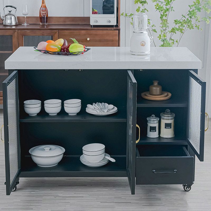 Kitchen Island Table Dining Room Prep Table with Storage Cabinet