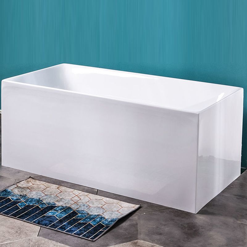 Modern Acrylic Freestanding Back to Wall Bathtub Soaking Rectangular Bath Tub