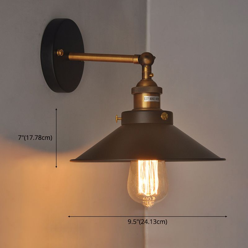 Kegelwandleuchte Lampenleuchte Industriellen Eisen 1-Licht-Wandmontageleuchte in Schwarz