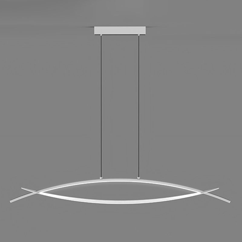 Simple Curved Hanging Island Light Metal LED Dining Room Island Ceiling Light