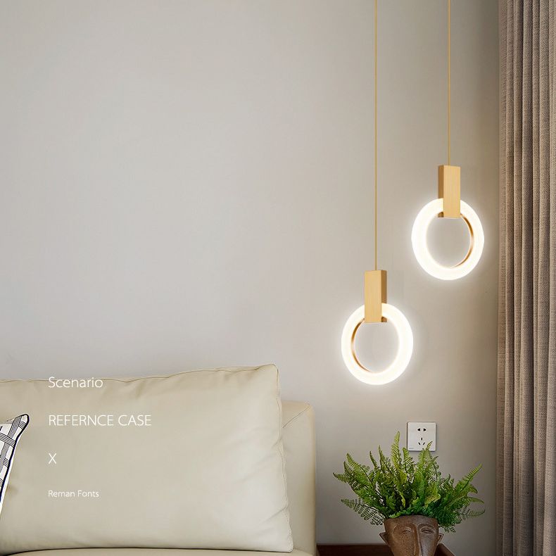 Halo Ring Pendant Light Fixture Simple Acrylic Dining Room LED Suspended Lighting