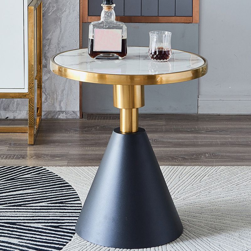 Glam Glossy Marble/Stone Top End Table Stainless Steel Pedestal Sofa Side Table