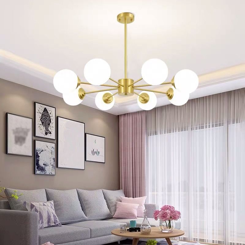 Globe Chandelier Light Fixtures Multi-Head Gold Hanging Pendant Lamps for Living Room