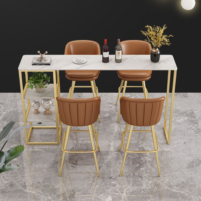 Rectangle Bar Dining Table Contemporary Bar Dining Table with Gold Trestle Base