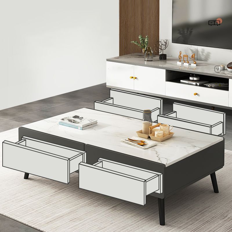 Rectangle Single Coffee Table Four Legs Coffee Table with Storage