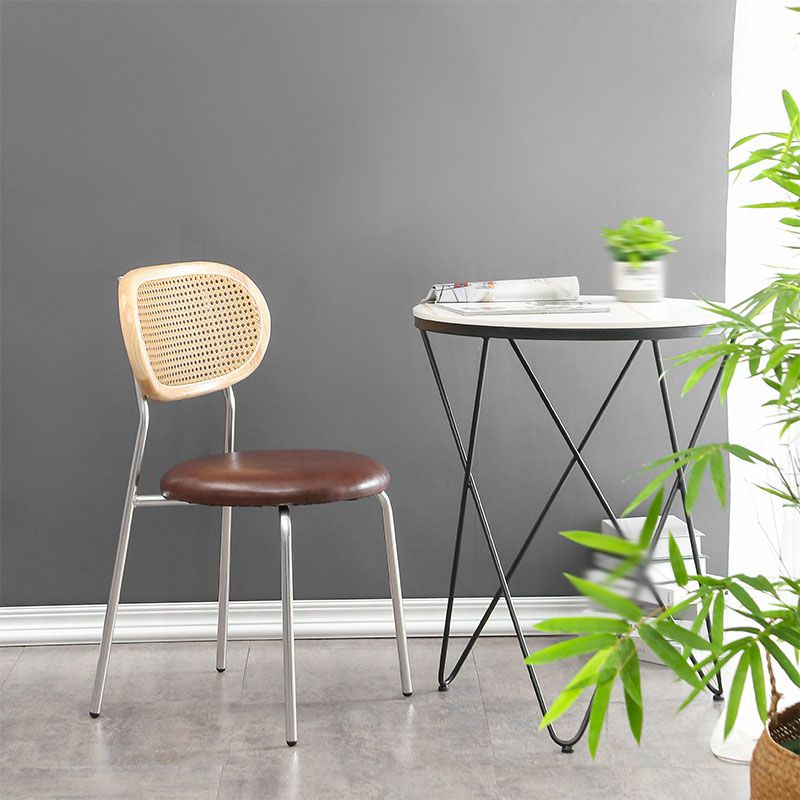 Faux Leather Armless Dining Chair Contemporary Open Back Dining Room Side Chair