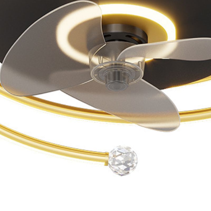 3-Blade LED Fan with Light Modern Black/Golden Ceiling Fan for Foyer