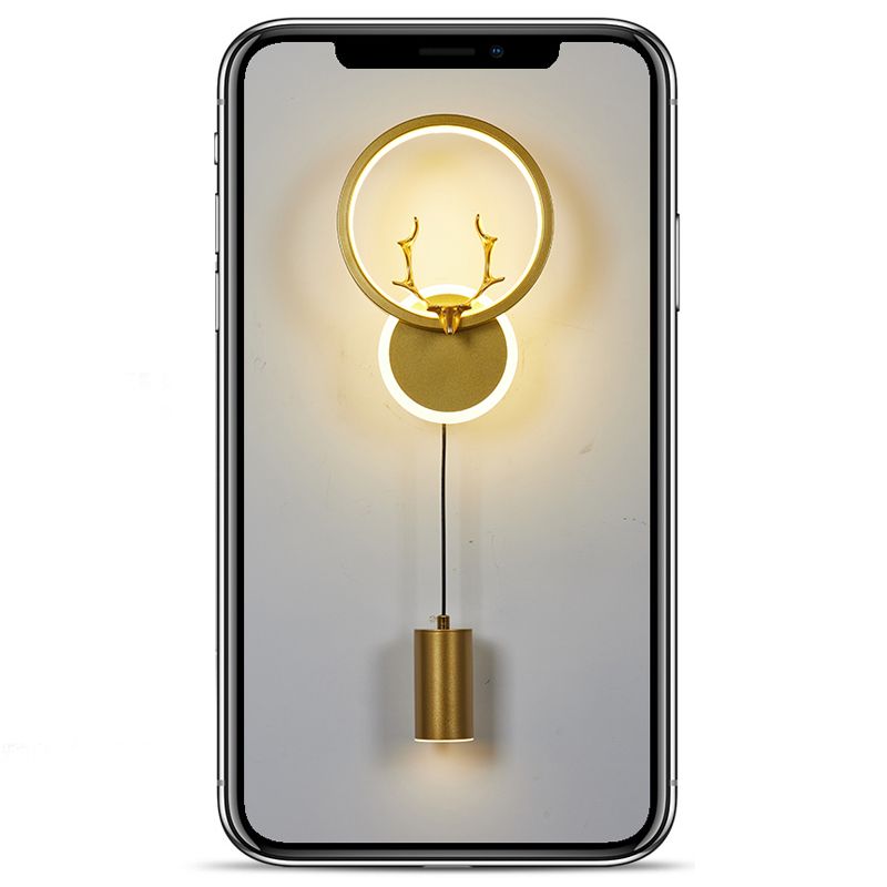 Modern LED Metal Wall Sconce Circle Shape Wall Light with Acrylic Shade for Bedroom