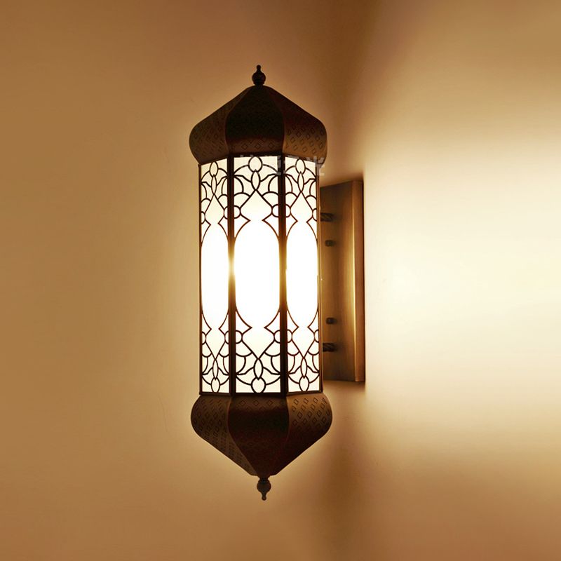 Hexagon Sconce Tradition 1 Head Metal Wall Lighting Light en bronce con placa posterior rectangular, 6 "/8" de ancho