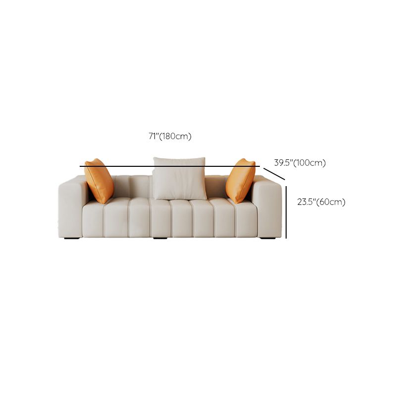 Contemporary White Sectional Sofa with Square Arms and Channel Back