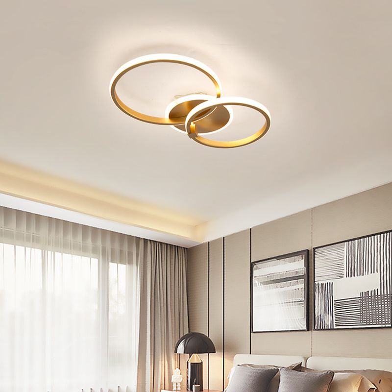 Circle Semi Flush Mount Light Fixture 2 Lights Acrylic Contemporary Ceiling Lights Flush Mount