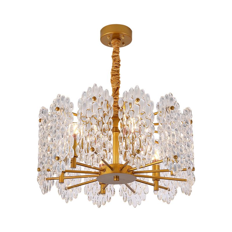 6 Glühbirnen runden Kronleuchter -Anhänger Licht mit klarer Glasdekoration Vintage Hängende Licht im Messing zum Esstisch