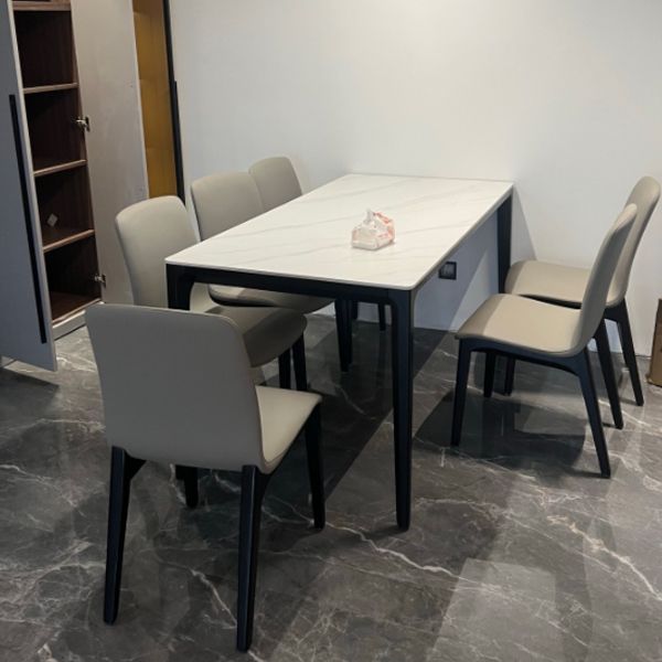 Mesa de comedor blanca de piedra sinterizada de mediados de siglo Modern 4 patas Mesa para comedor
