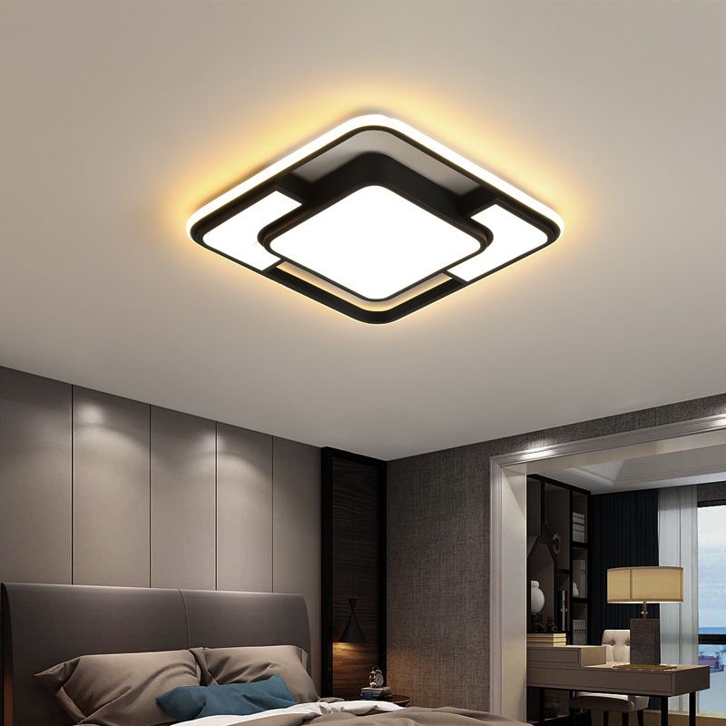 Contemporary Aluminum Lampshade Finish Flush Mount Lighting Led Square Ceiling Lights