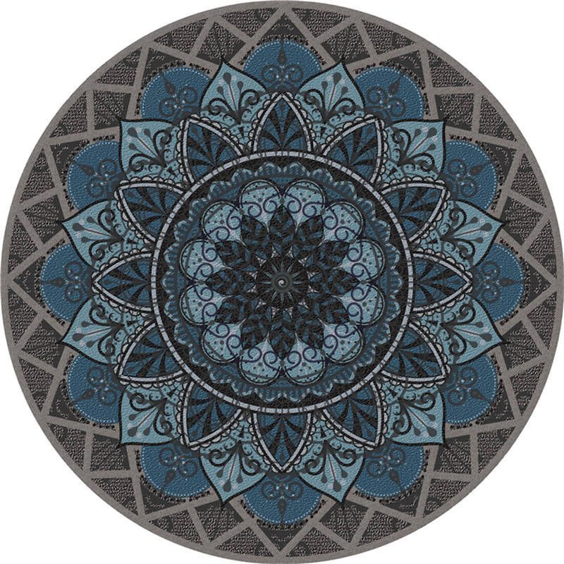 Moroccan Living Room Rug Multi-Color Flower Rug Polyester Machine Washable Stain Resistant Non-Slip Backing Area Carpet