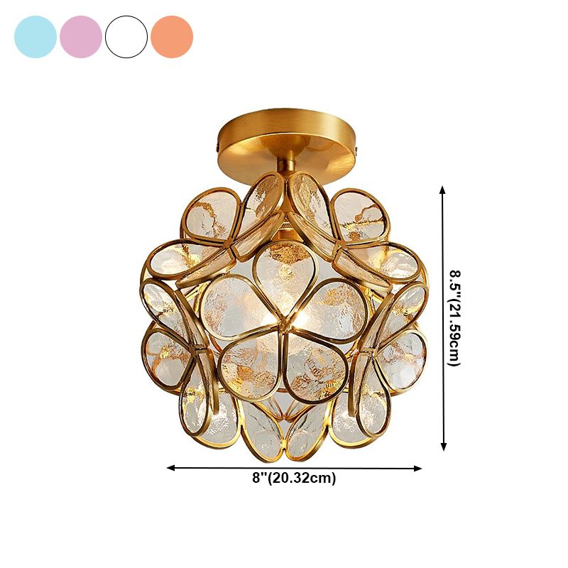 Colonial Style Copper Ceiling Light Geometric Metal Flush Mount Light Fixture