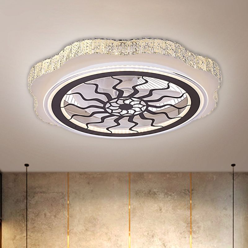 Sonnenblumen/Pflaumenblüten/Sternmuster Hanging Lüfter Licht moderne rechteckige Kristalle 23,5 "W LED White Semi-Flush Mount