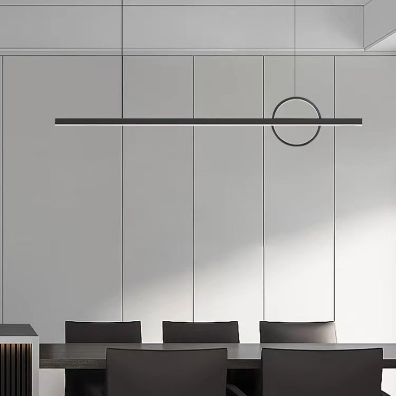 Minimalism Hanging Light Metal Island Light Fixture in Black for Dining Room