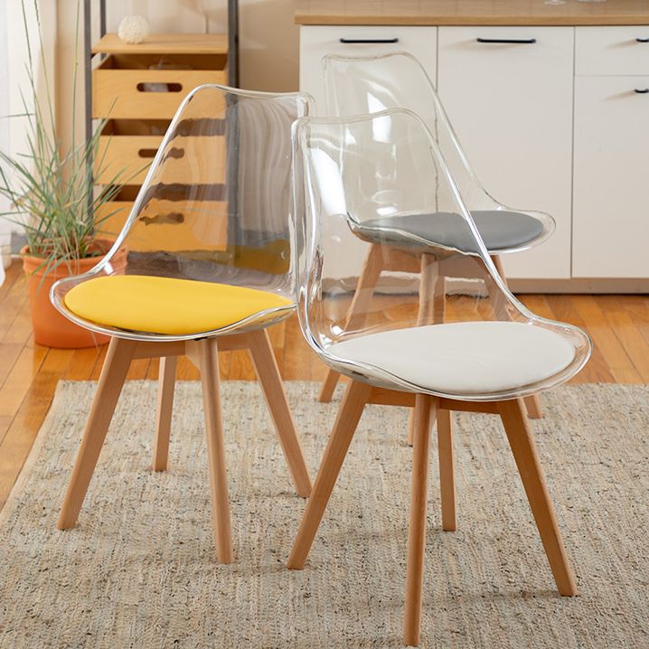 Modern Style Indoor-Outdoor Plastic Side Chair Set Clear Stack Dining Chair