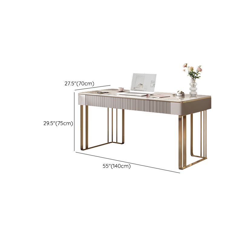 Rectangle Stone Top Office Desk Glam Style Writing Desk for Office