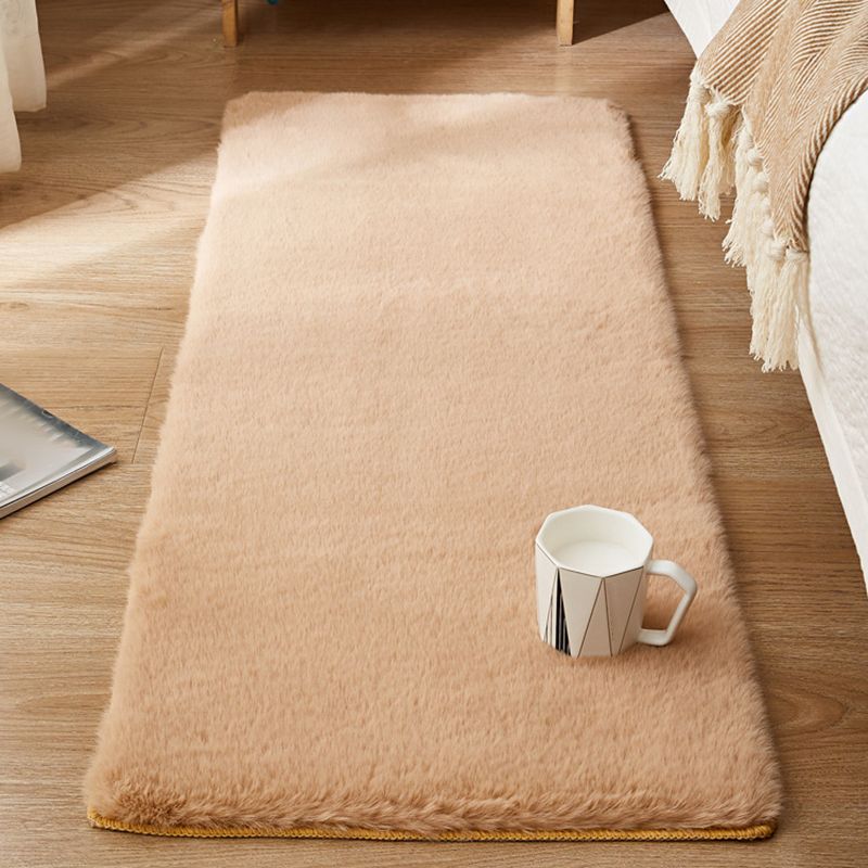 Light Camel Simple Rug Polyester Solid Color Rug Non-Slip Backing Rug for Drawing Room