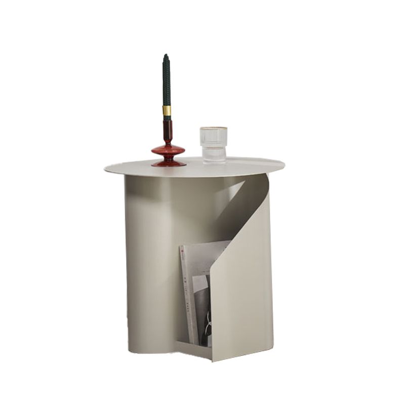 Contemporary Accent Side Table Iron Abstract with Storage Living Room Round