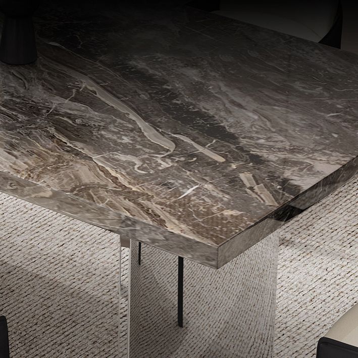 Glossy Brown Dining Table Set 1/4/5/7 Pcs Dinette Set with Faux Leather Chairs