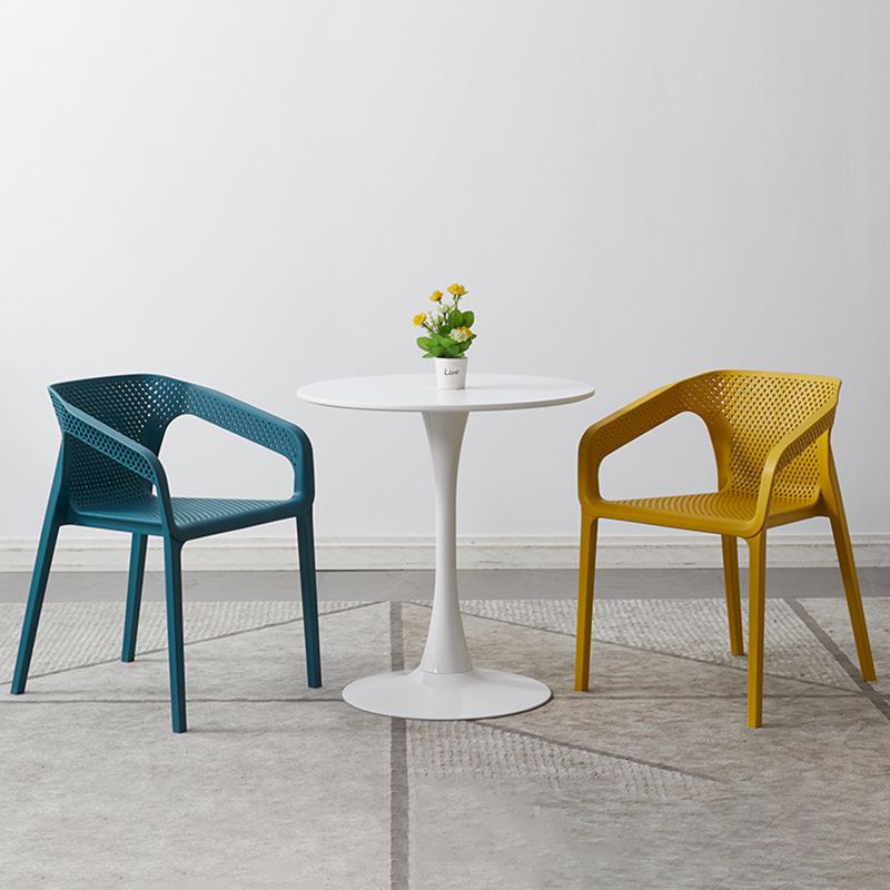 Modern Style Plastic Dining Armchair Open Back Stackable Dining Arm Chair