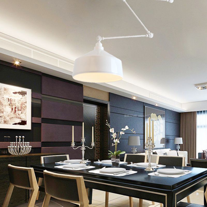 Modern Dome Pendant Light Fixture Metal 1 Light Dining Room Down Lighting in White