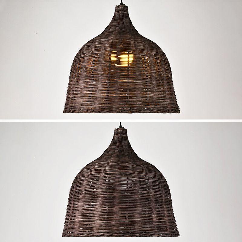 Bauernhaus handgewebtes natürliches Bambus Anhänger Beleuchtung 1-Licht-Glocken-Glocken-Esszimmer Hanging Lampe