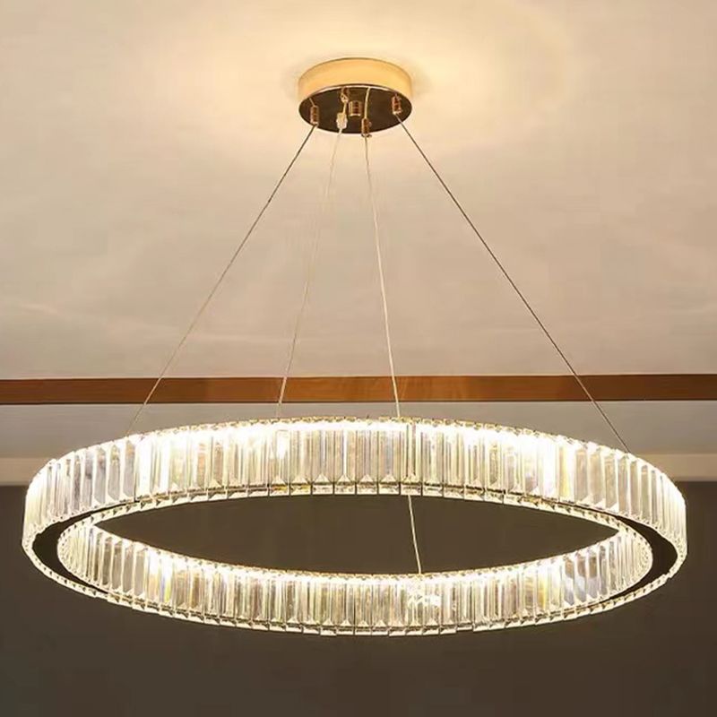 Moderne kreisförmige Kronleuchterkristall 1 Leicht Kronleuchter Anhänger Licht in Gold